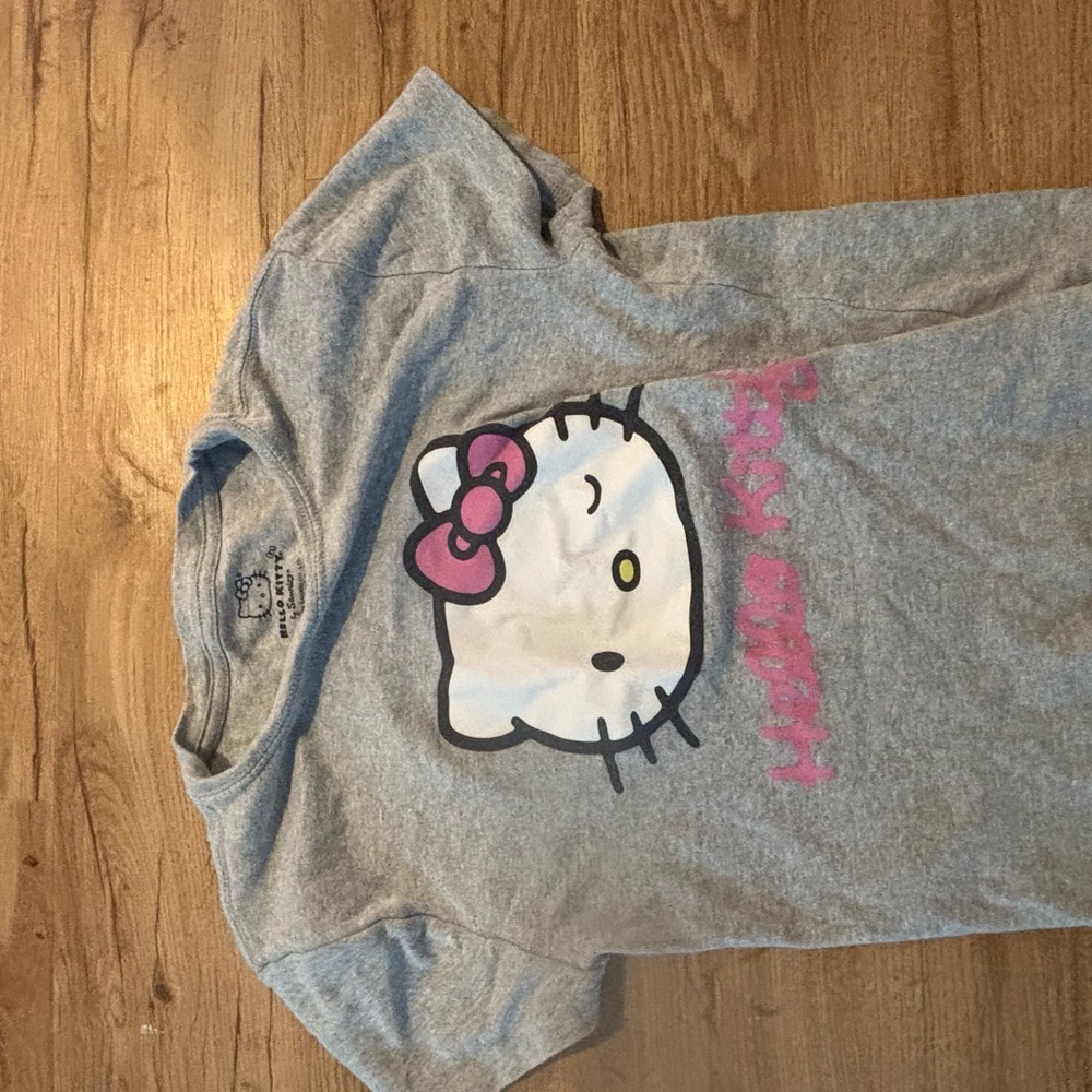 Sanrio Gray T-Shirt with Pink Hello Kitty Design